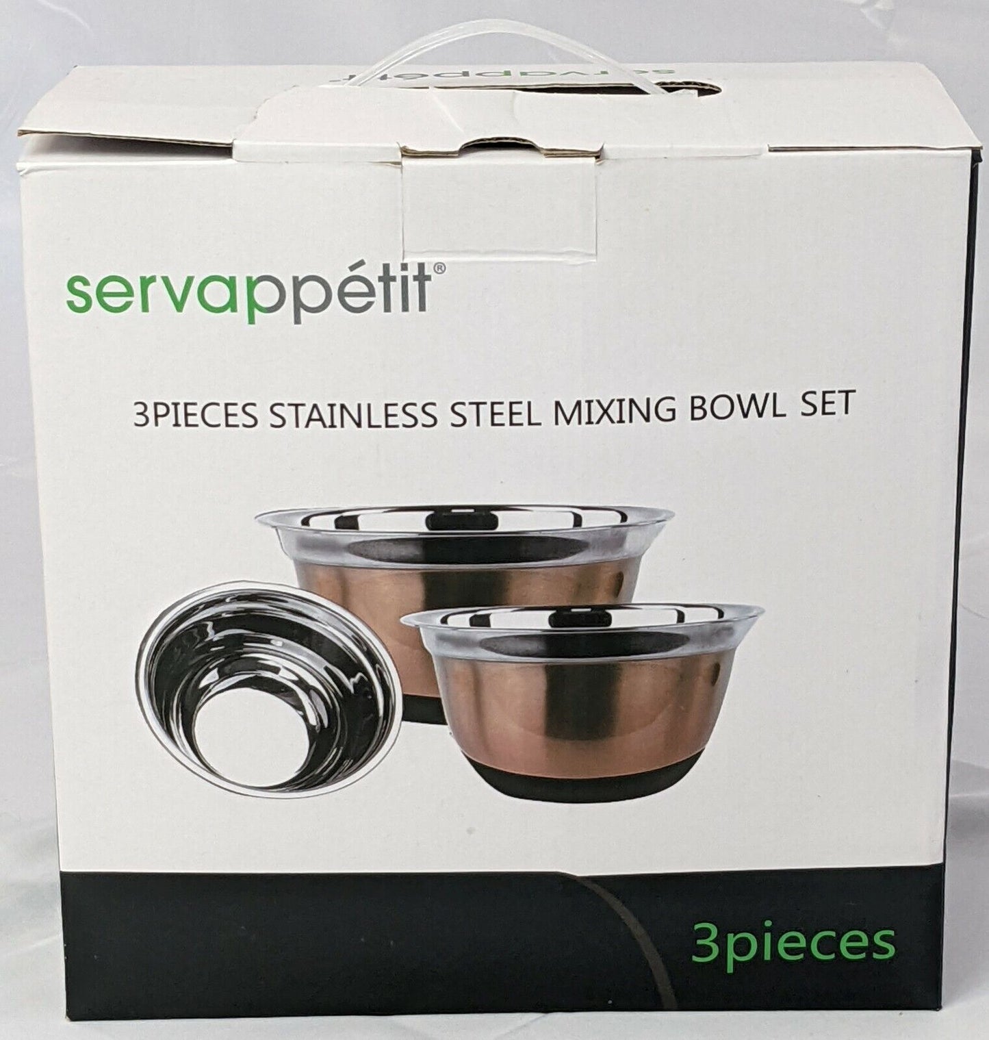 Servappetit 3-Pieces Stainless Steel Mixing Bowl Set Nesting Copper