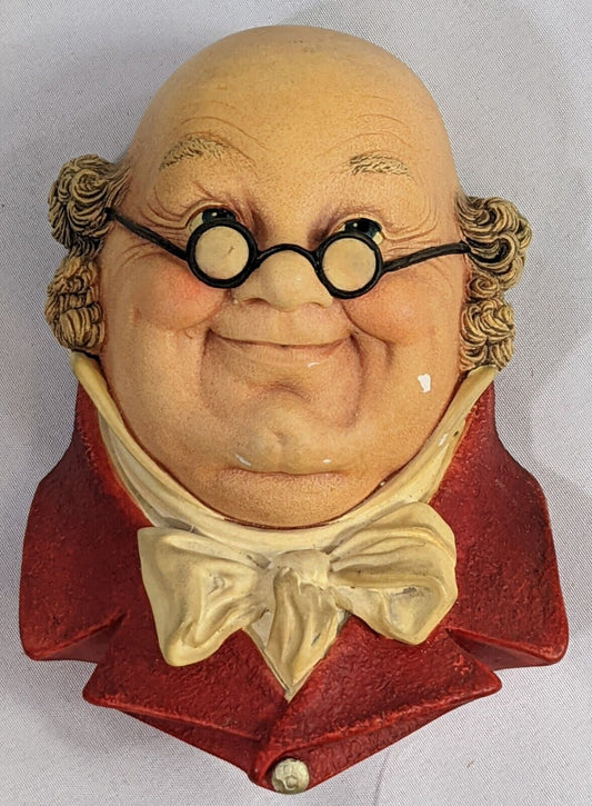 Bossons Chalkware Head Wall Mounted Ornament Mr Pickwick Man-Cave Room Decor