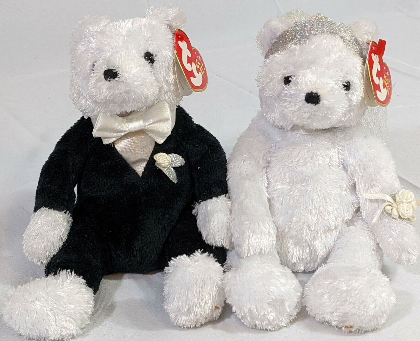 TY Beanie Babies Bride & Groom Teddy Bear Couple Plush Wedding Anniversary Gift