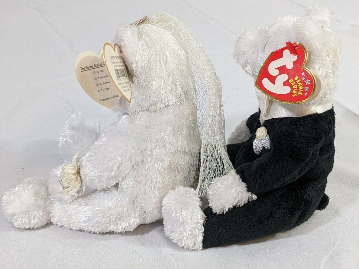 TY Beanie Babies Bride & Groom Teddy Bear Couple Plush Wedding Anniversary Gift