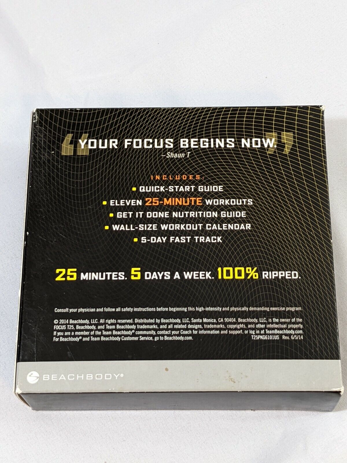 Beachbody Focus T25 Get It Done Workout  DVD Set with Wall Size Calendar