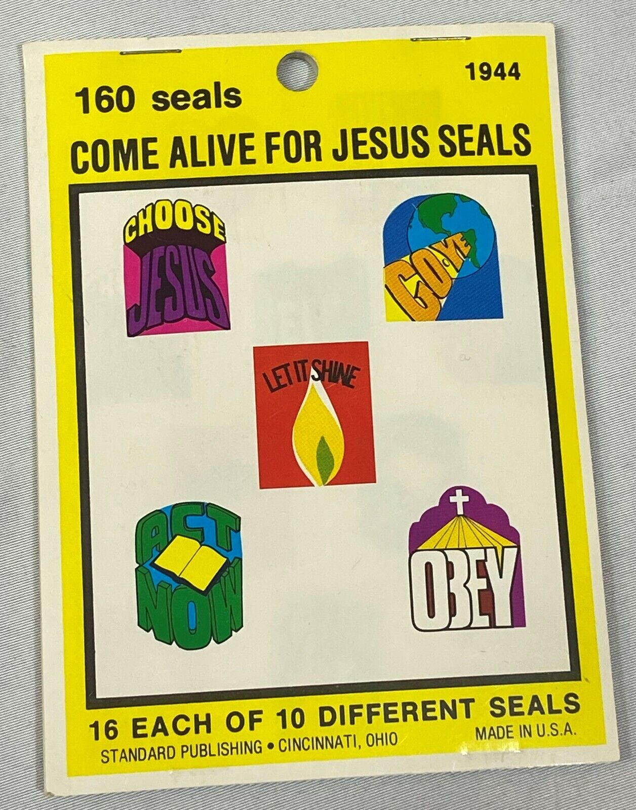 1944 Come Alive for Jesus Seals 160 Seals - 16 each of 10 Different Seals