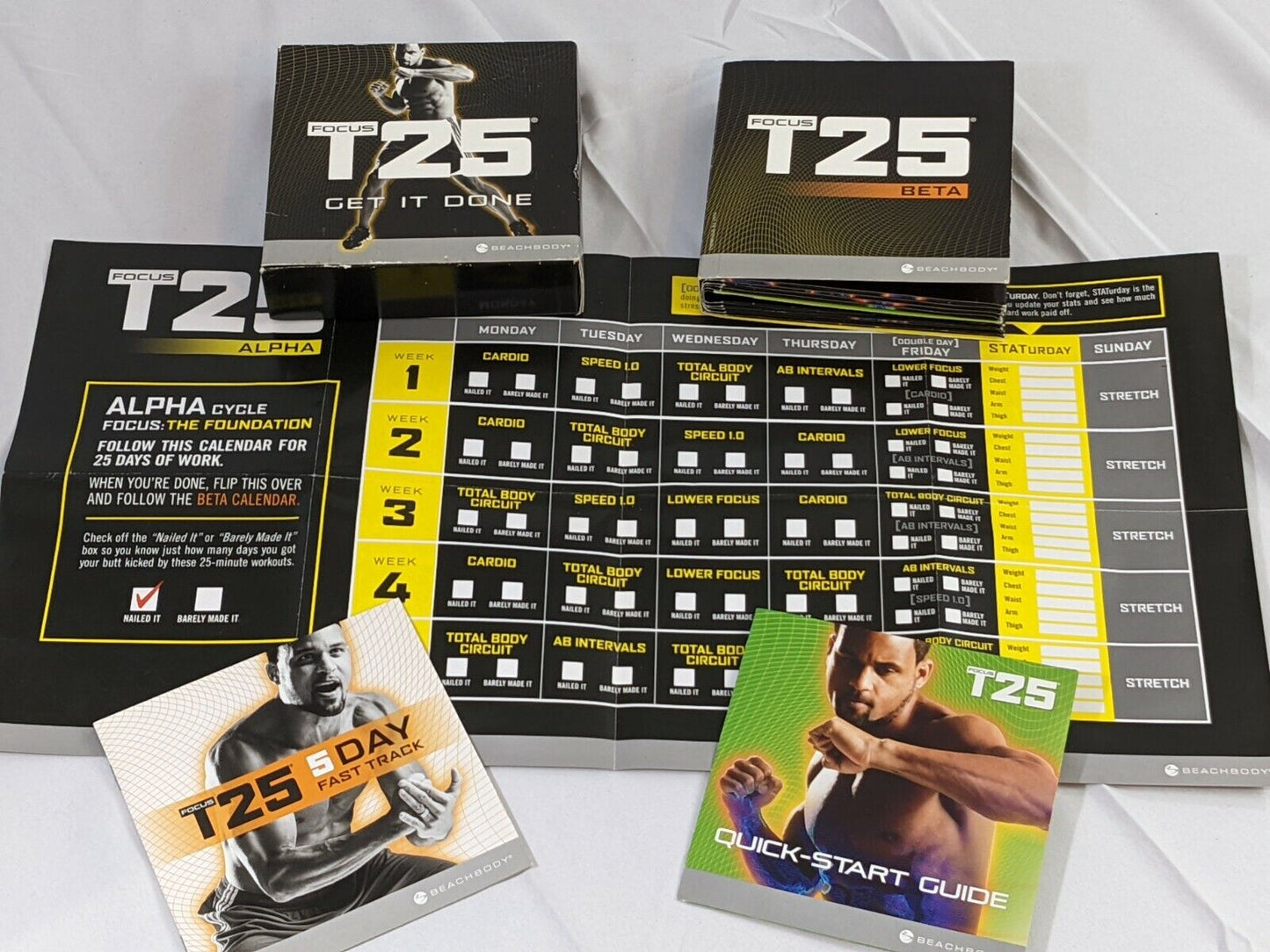 Beachbody Focus T25 Get It Done Workout  DVD Set with Wall Size Calendar