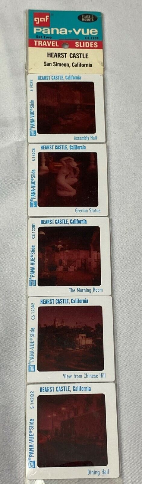 GAF Pana-Vue Travel Slides Plastic Mounts Hearst Castle San Simeon, California