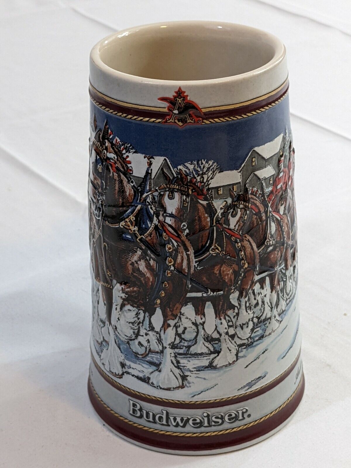 Authentic Budweiser Holiday Stein Beer Mug  1989 Collector's Series