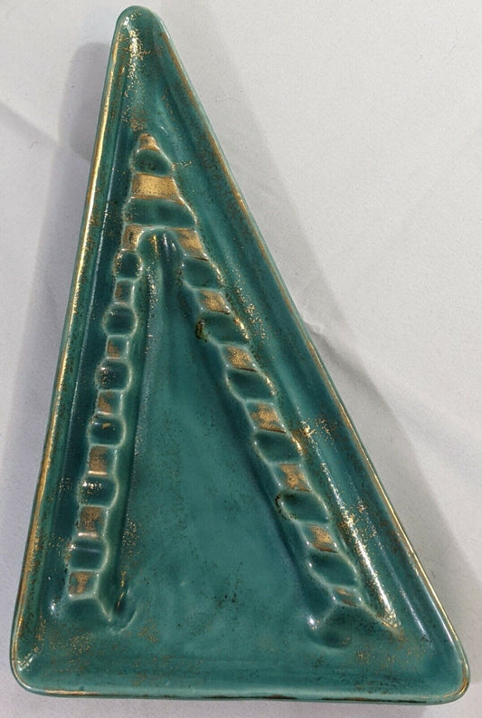 Vintage Triangle Shaped Jade Ashtray USA