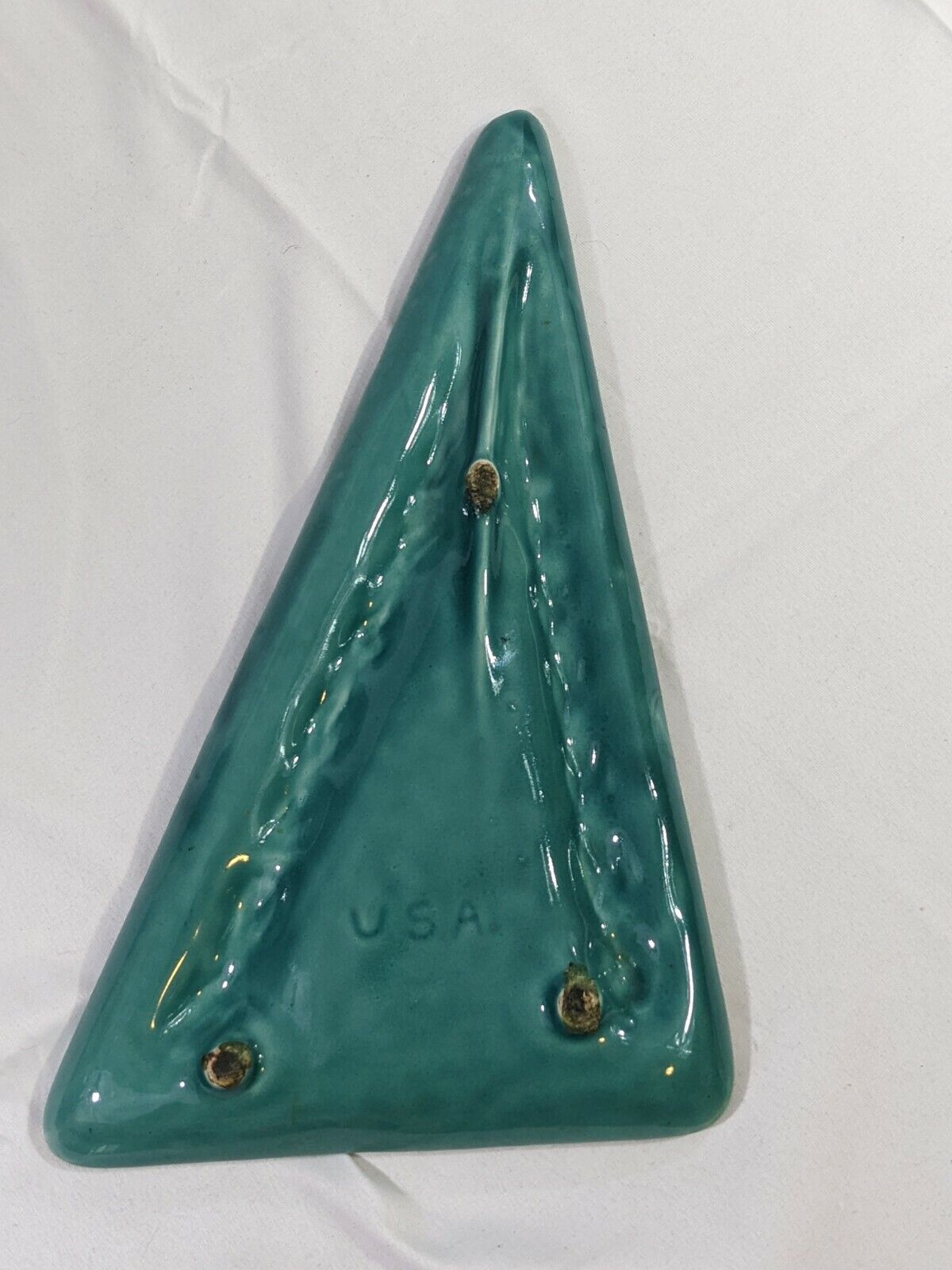 Vintage Triangle Shaped Jade Ashtray USA