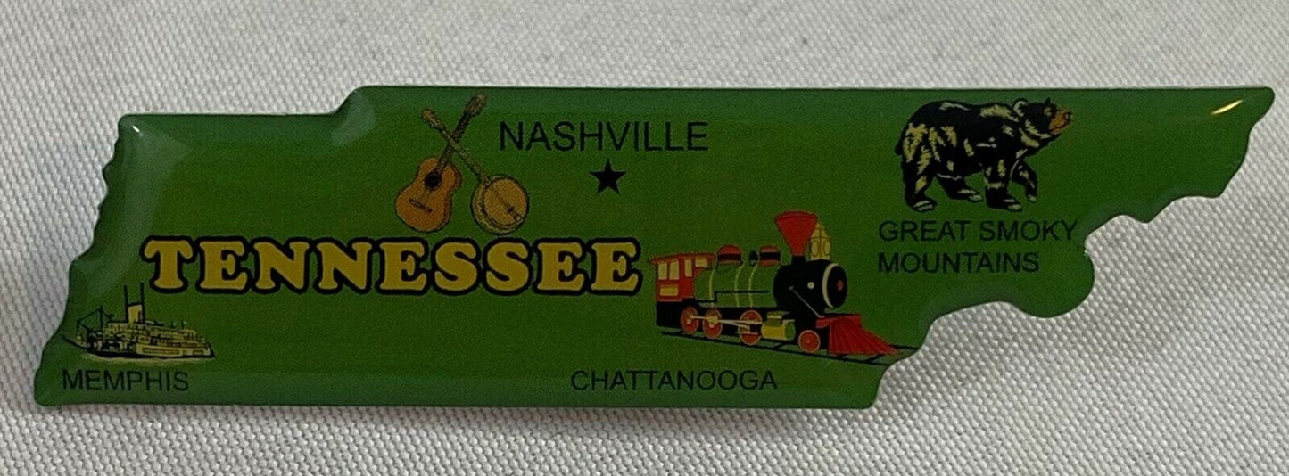 Map of Tennessee TN USA Lapel Pin Badge Collectible Green