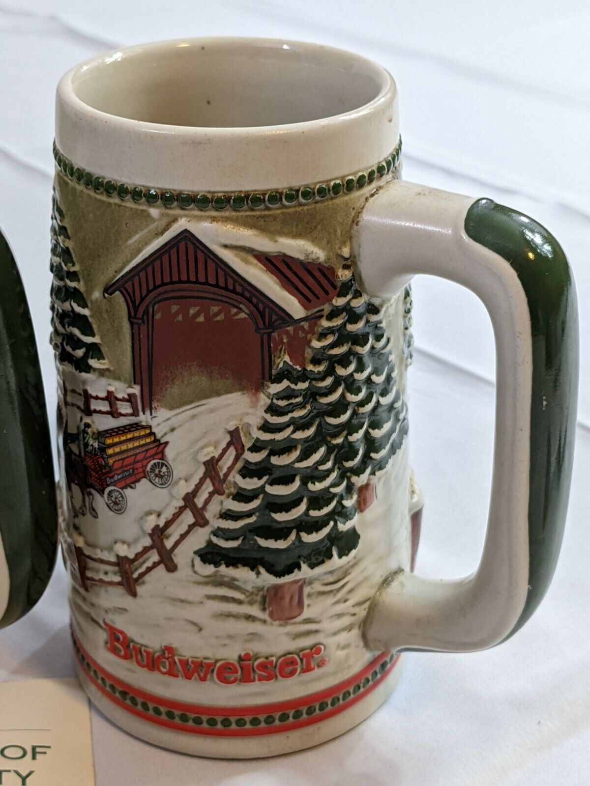 2-Piece 1984 Budweiser Holiday Stein Beer Mug w Certificate of Authenticity