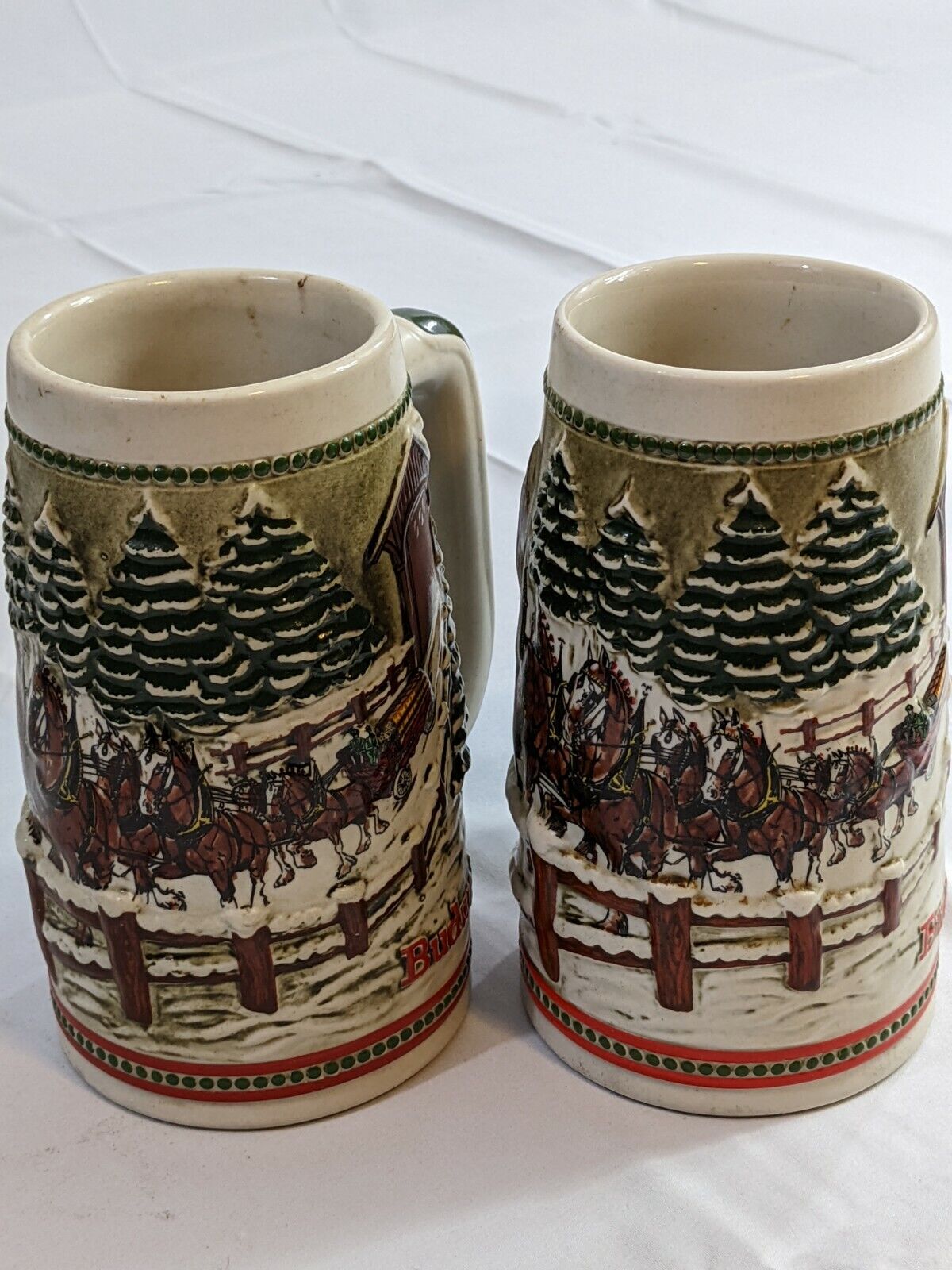 2-Piece 1984 Budweiser Holiday Stein Beer Mug w Certificate of Authenticity