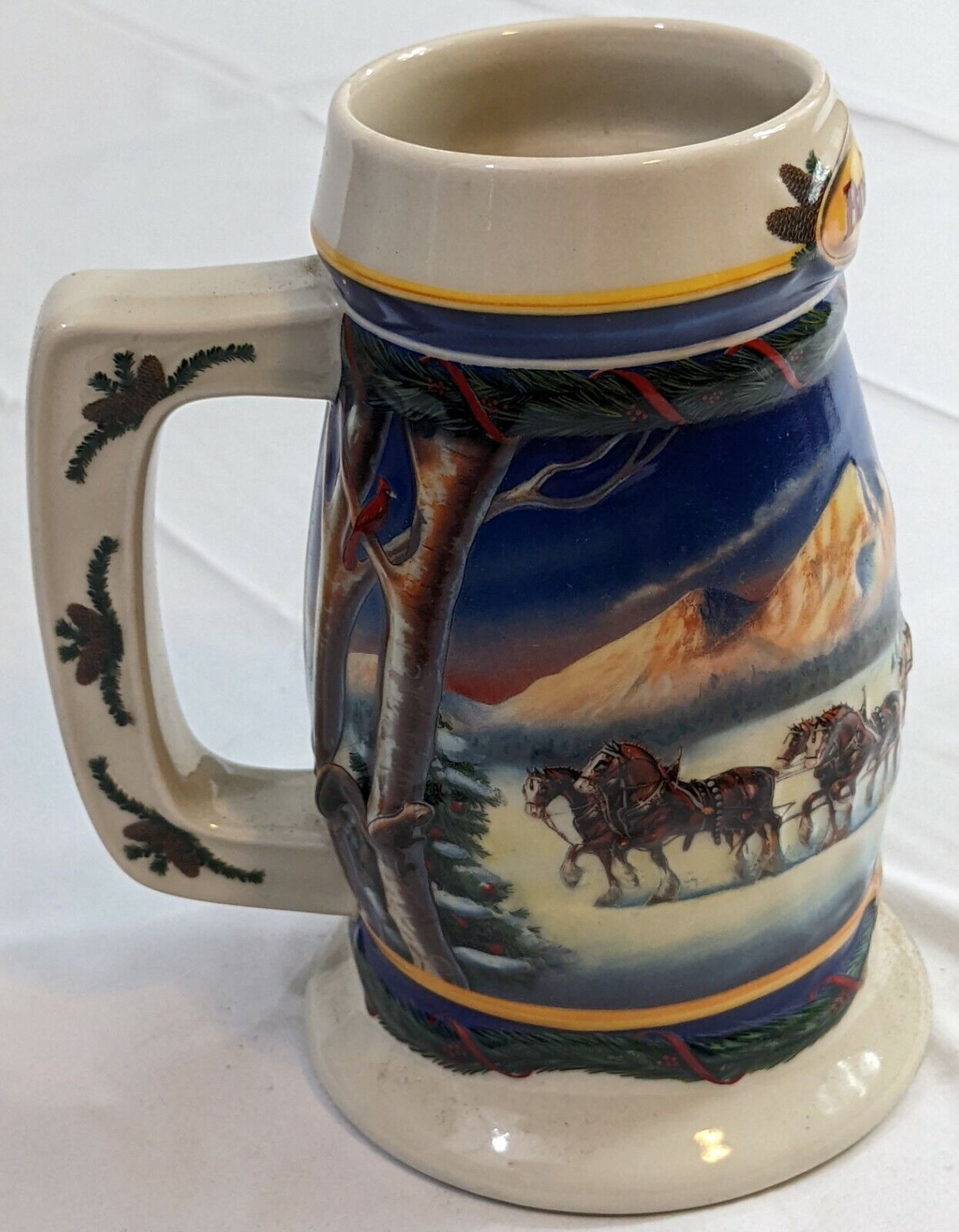 2000 Authentic Budweiser Holiday Stein Beer Mug Holiday in the Mountains CS416