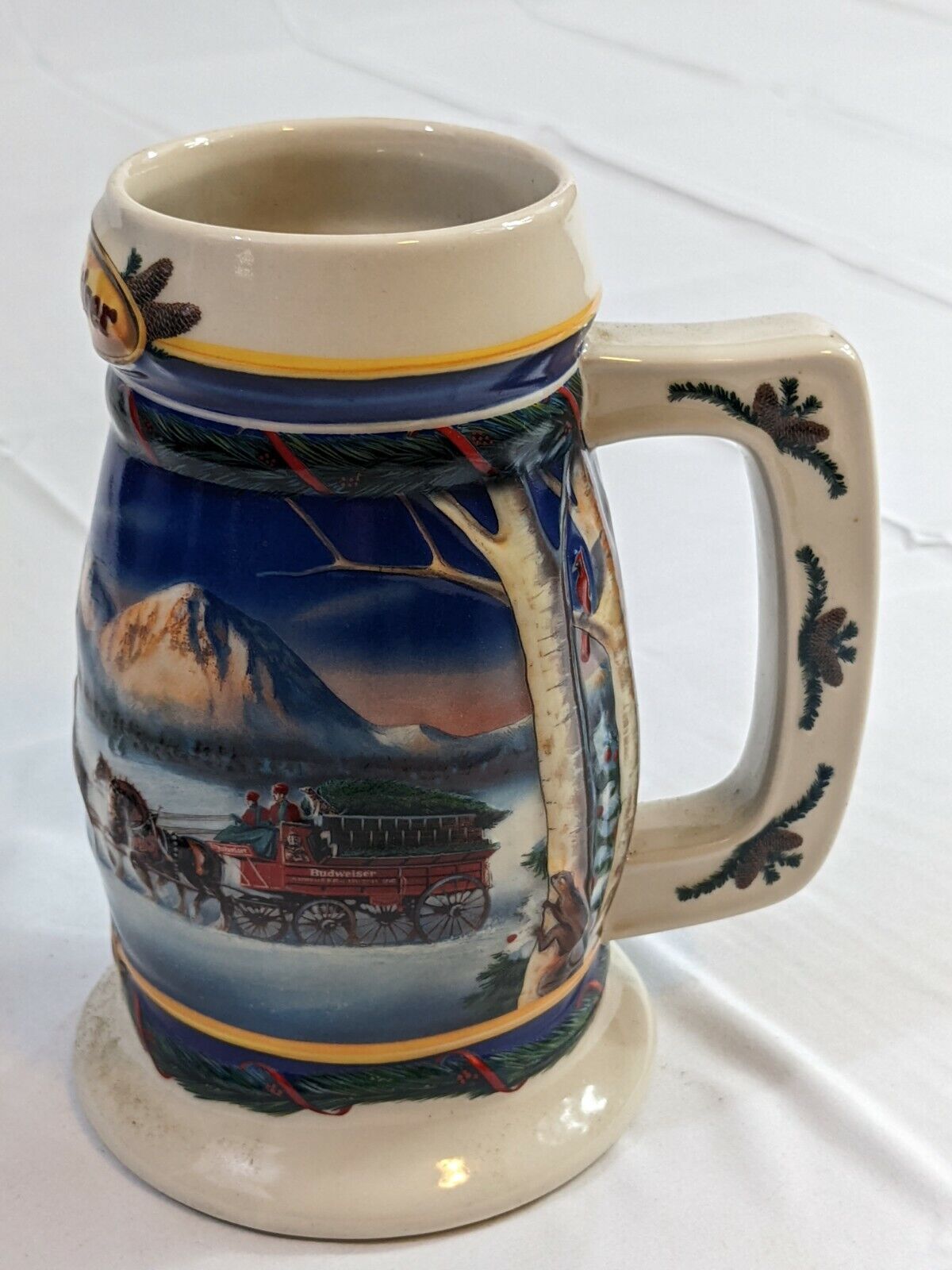 2000 Authentic Budweiser Holiday Stein Beer Mug Holiday in the Mountains CS416