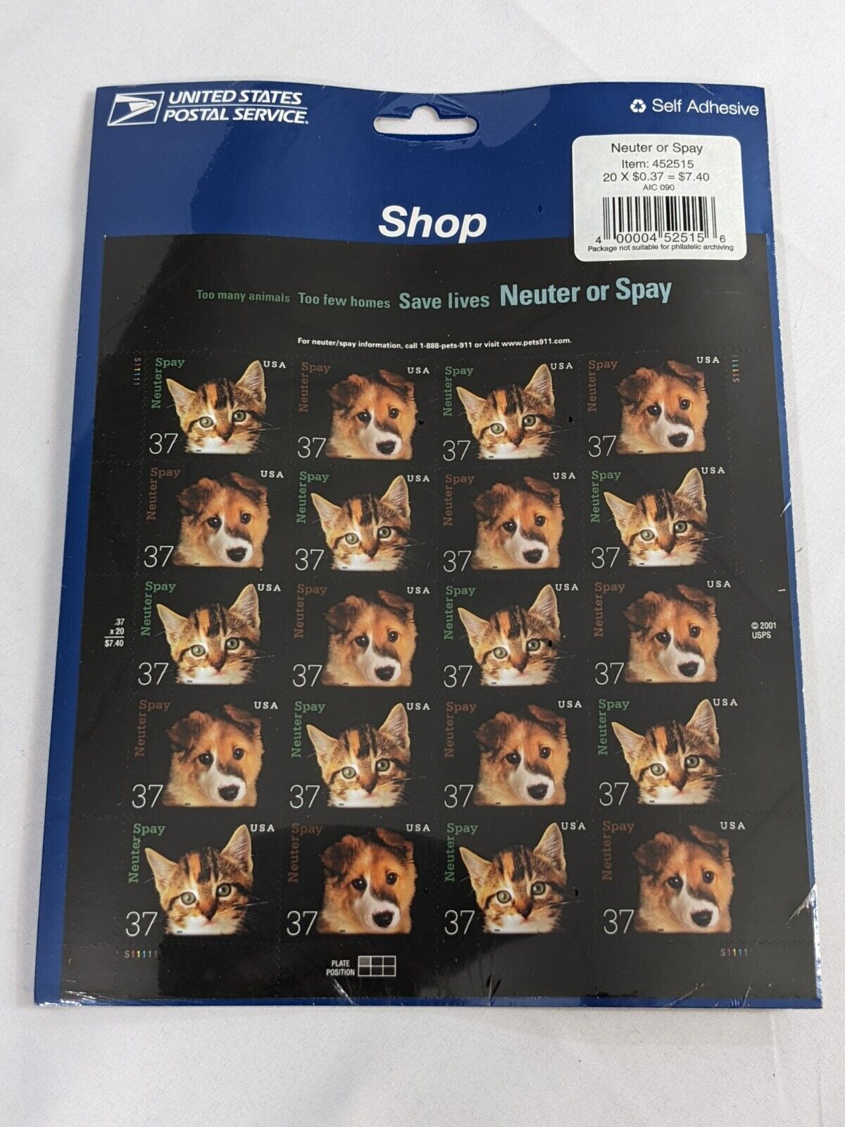 United States Postal Service USPS Postage Stamps Neuter or Spay Self Adhesive