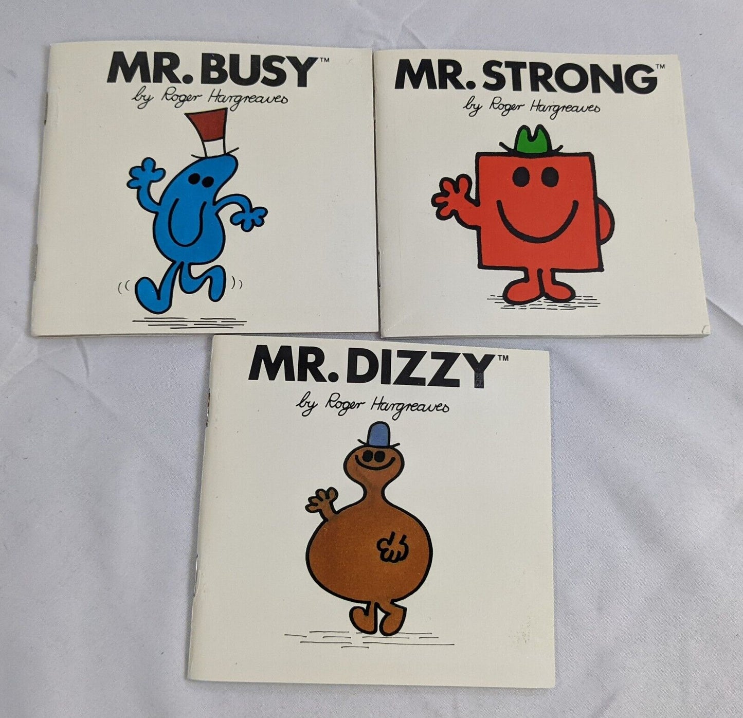 Lot of 3 Mr. Strong Mr. Dizzy & Mr. Busy Roger Hargreaves Childrens Book Vintage