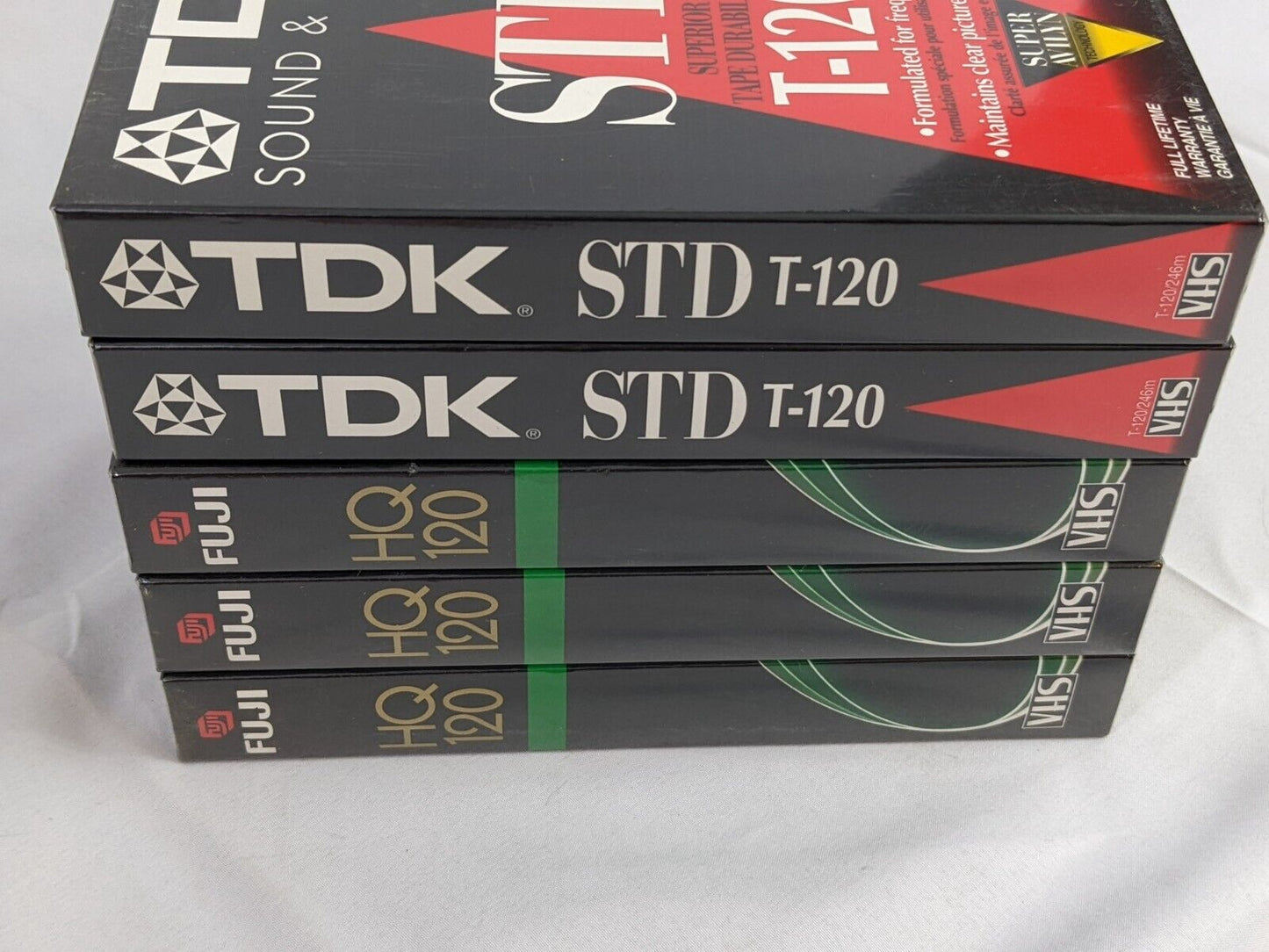 Lot of 5 VHS Blank Tapes! TDK Sound & Color STD T-120 Fuji HQ120 6-Hours Sealed