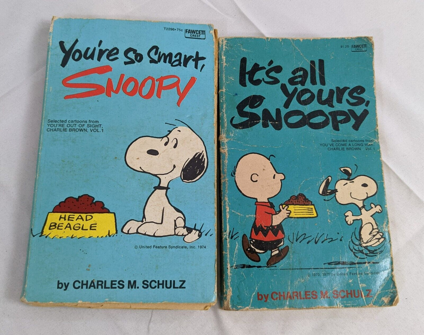 Lot of 2 Fawcett Crest Charles Schulz Peanuts Charlie Brown Snoopy Books Vintage