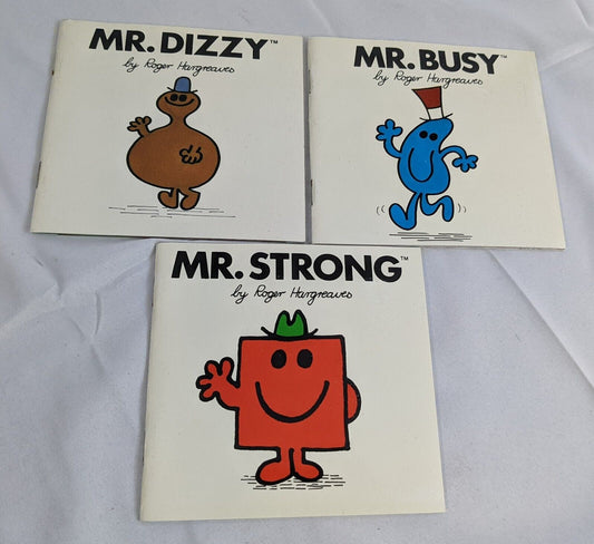 Lot of 3 Childrens Book Mr. Strong Mr. Dizzy & Mr. Busy Roger Hargreaves Vintage