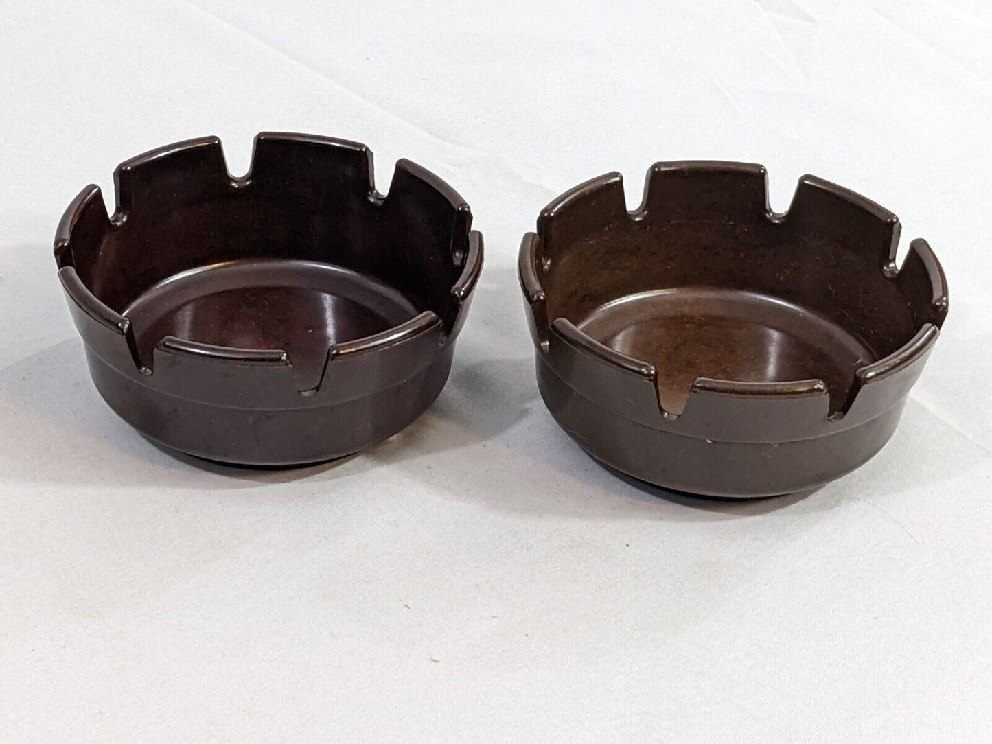 Ges-Line Vintage Small Round Ashtray Brown Melamine Plastic Lot of 2