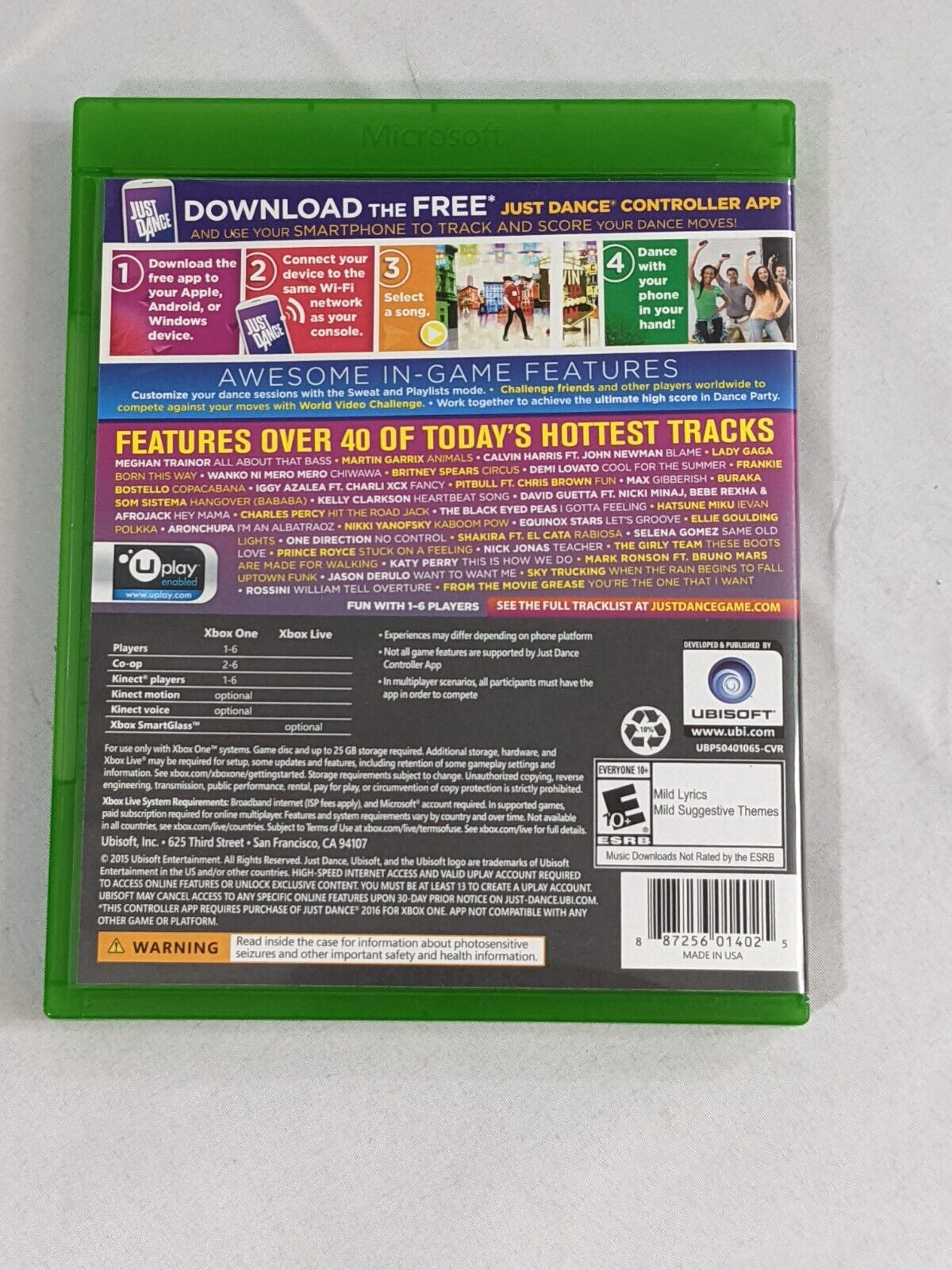 Microsoft Xbox One XBone Just Dance 2016 Video Game Disc by Ubisoft