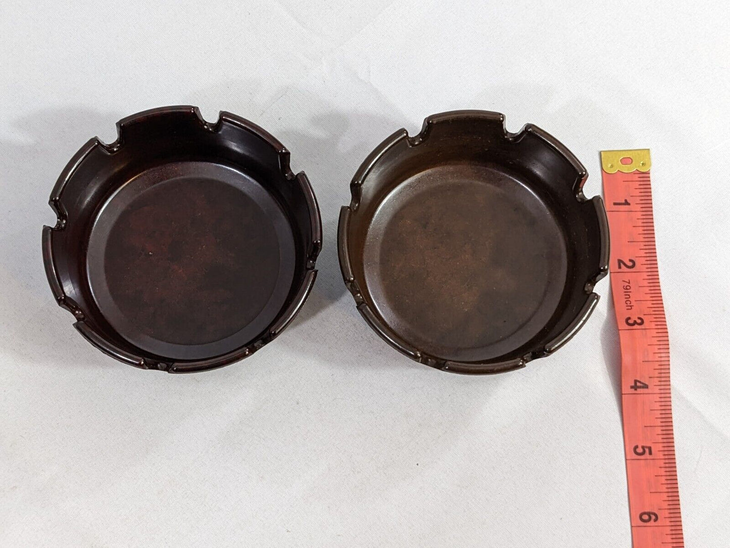 Ges-Line Vintage Small Round Ashtray Brown Melamine Plastic Lot of 2