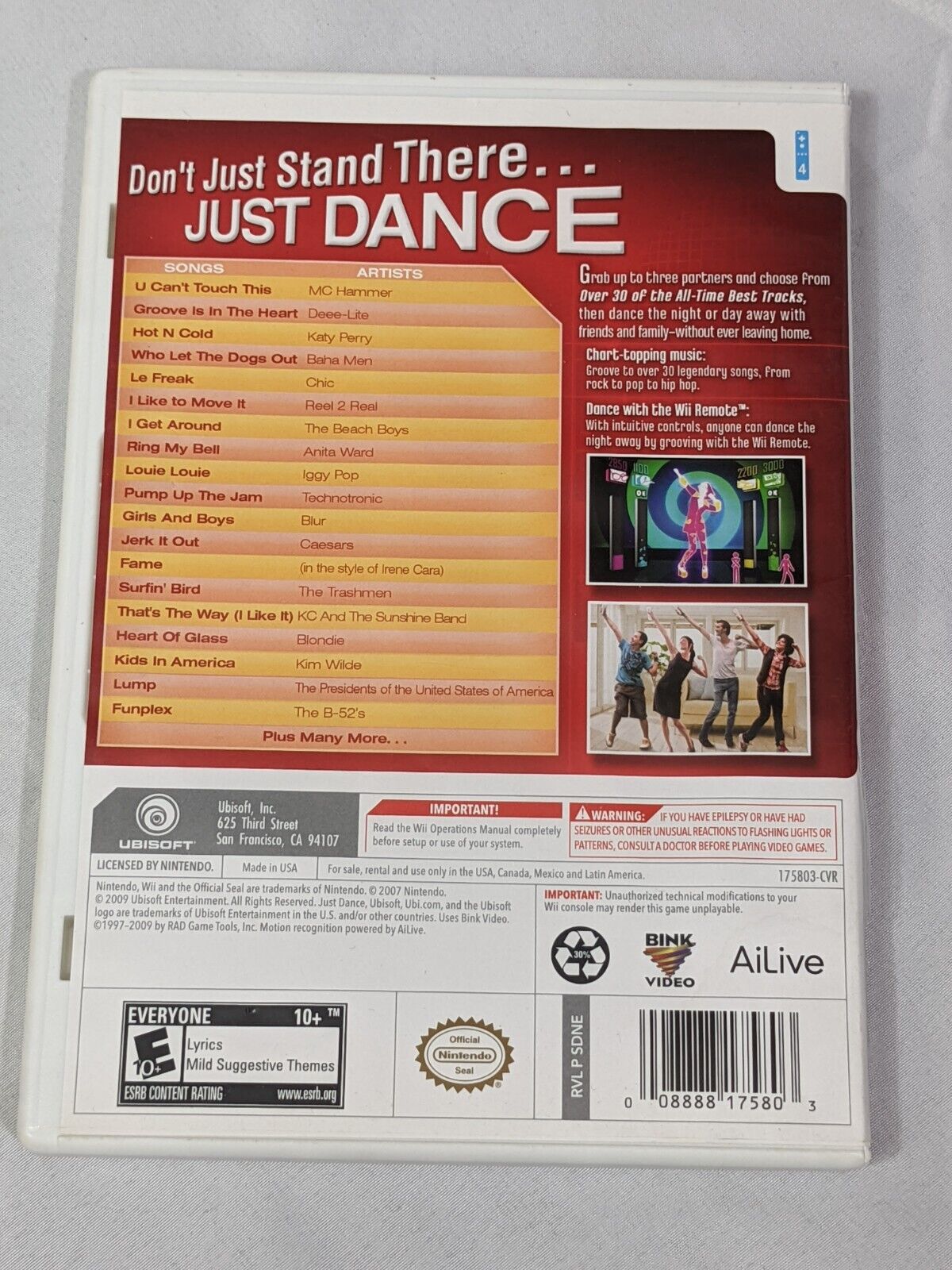 Nintendo Wii Just Dance by Ubisoft with Instruction Booklet 30+ Tracks