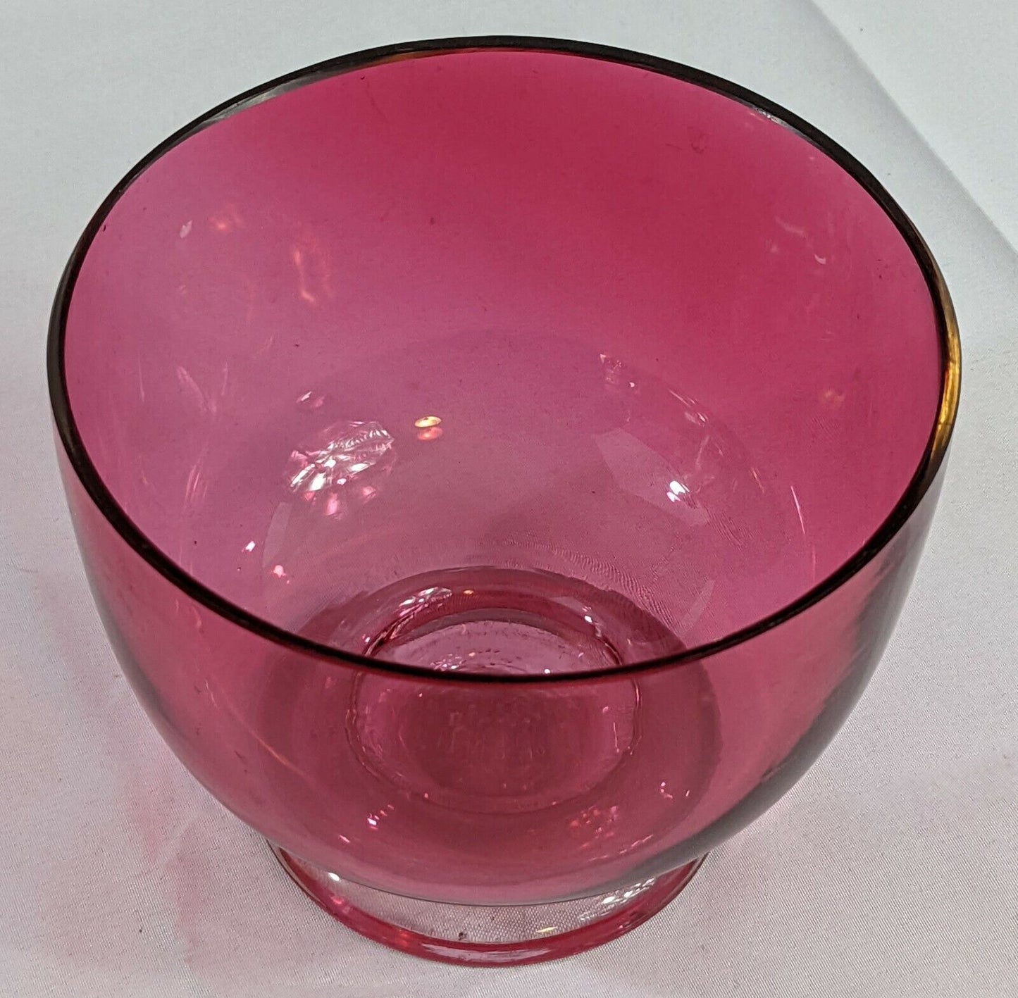 Vintage Cranberry Hand Blown Glass Bowl 5" Diameter Red Pink Beautiful