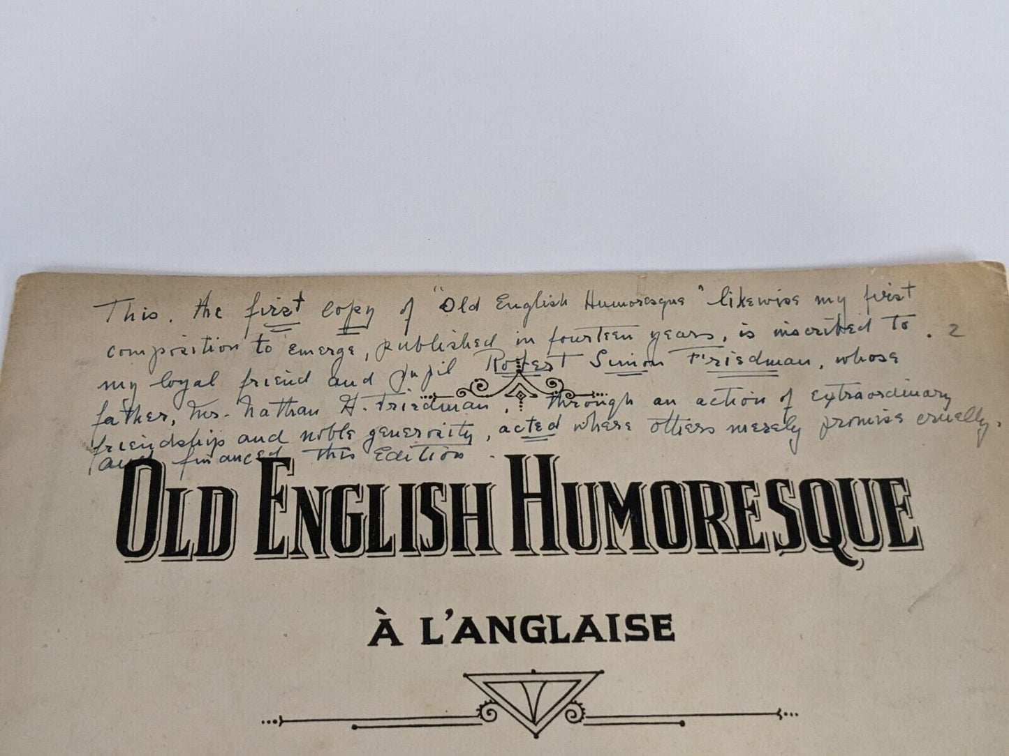 Old English Humoresque A L'Anglaise for Violin and Piano by Henri Pierre-d'Or