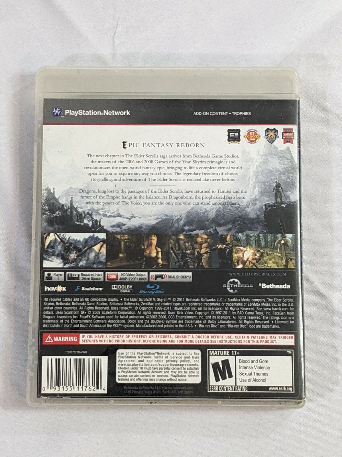 The Elder Scrolls V: Skyrim Sony Playstation 3 (PS3) Video Game Disc with Manual