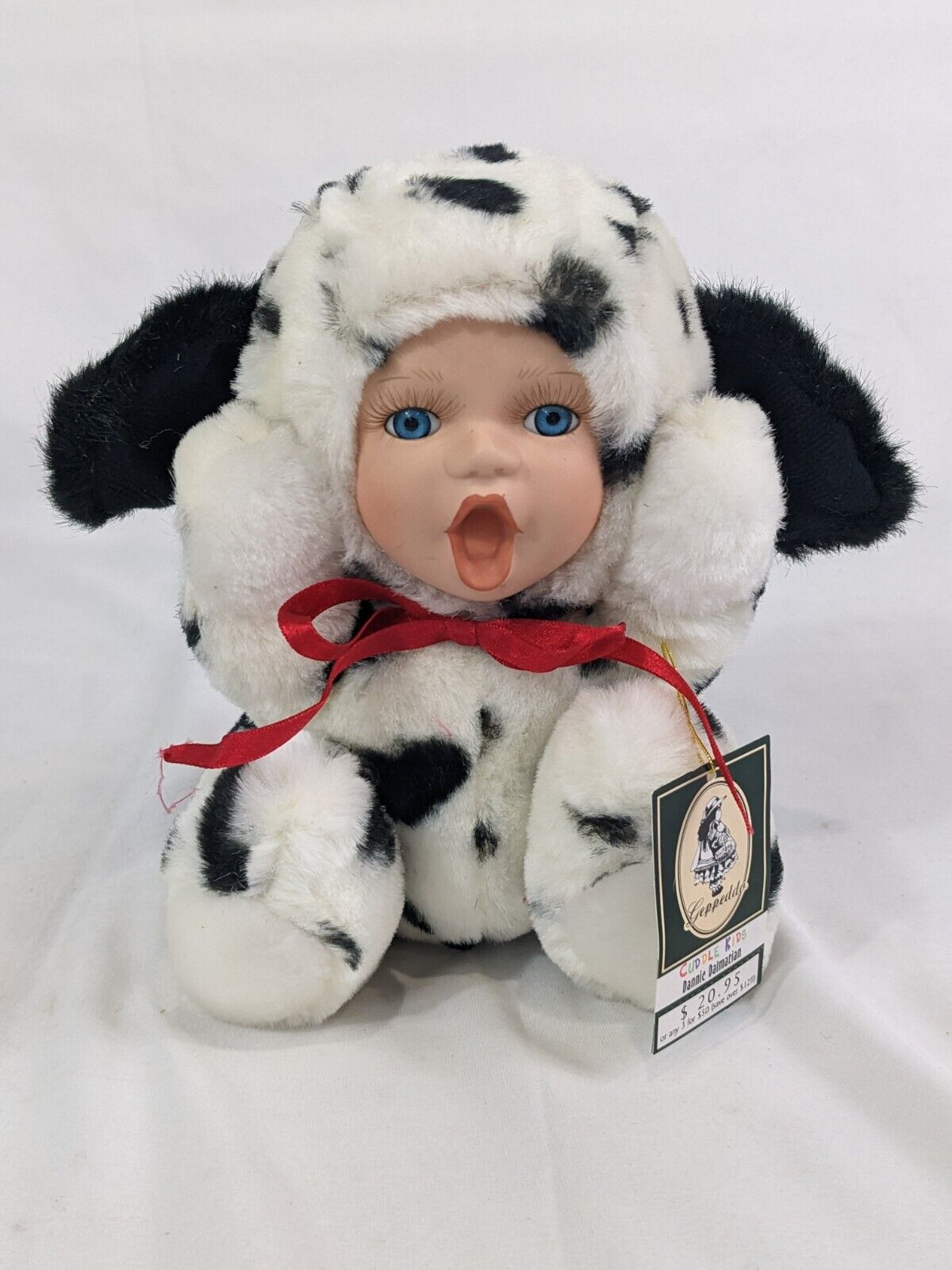 Geppeddo Cuddle Kids Dannie Dalmatian Collectible Porcelain Plush Doll