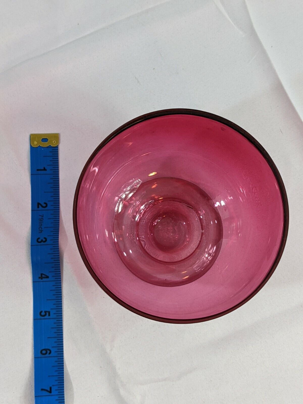 Vintage Cranberry Hand Blown Glass Bowl 5" Diameter Red Pink Beautiful