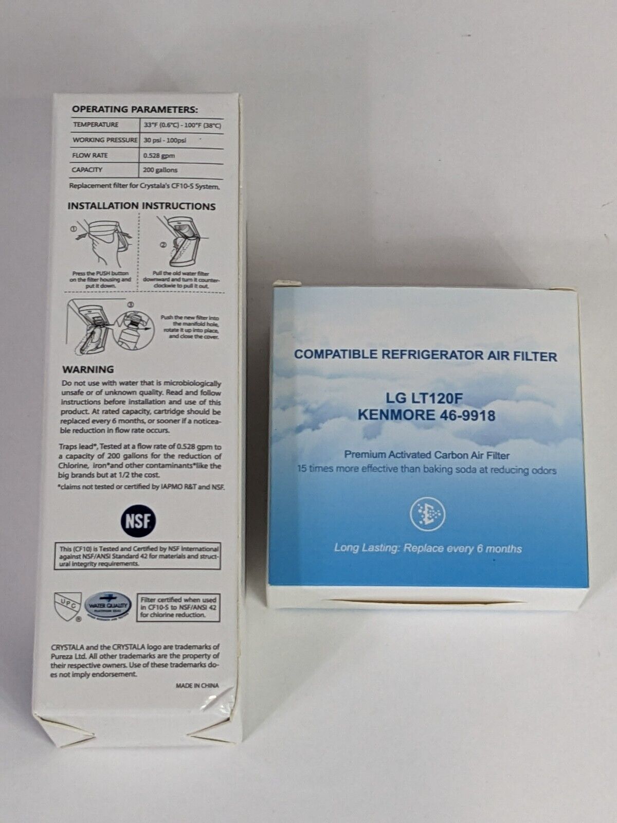 LG LT120F Activated Carbon Air Filter 3-Pack & Crystala Ref Water Filter CF10