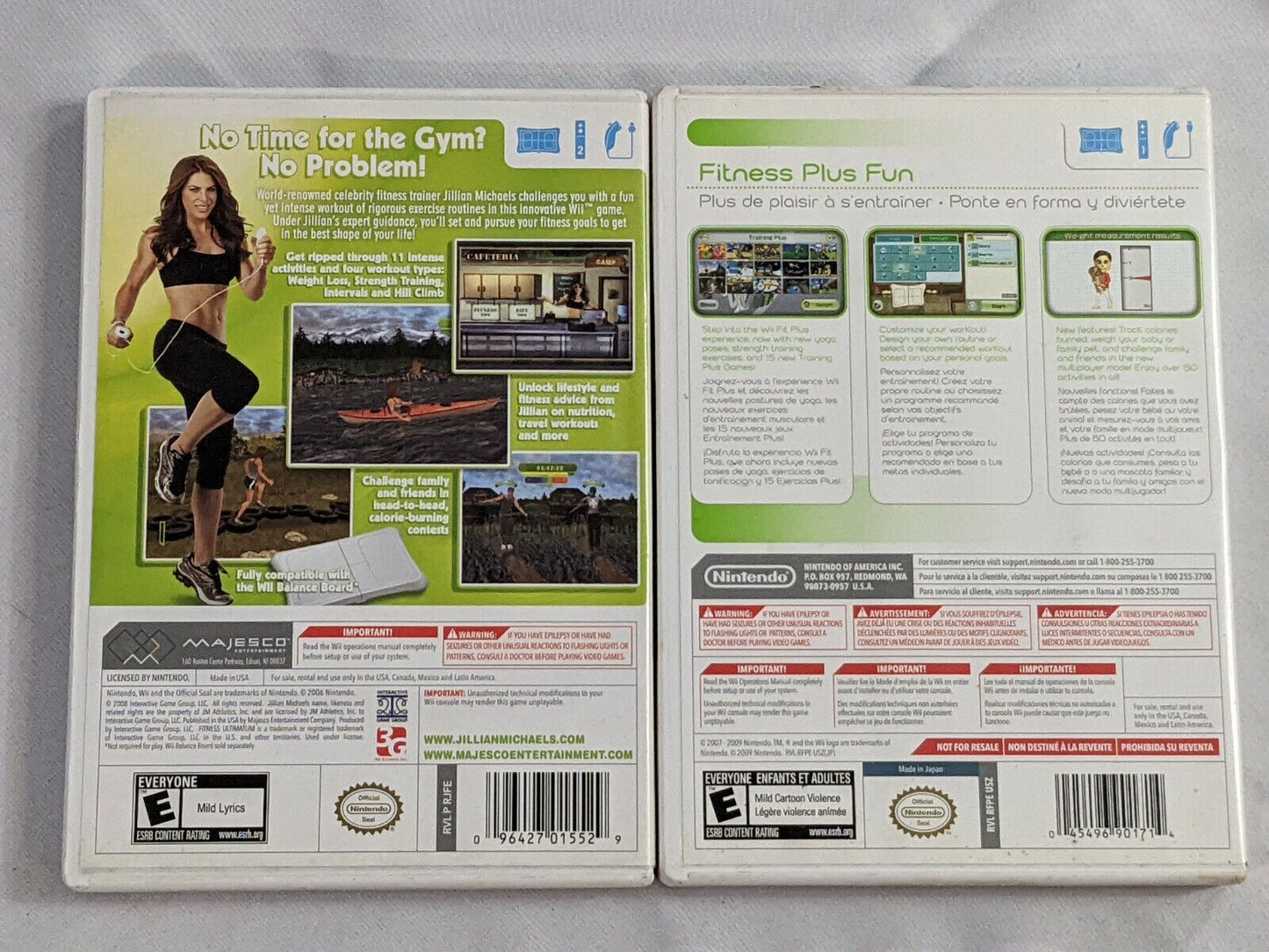 2 Lot Nintendo Wii Games Jillian Michaels Fitness Ultimatum 2009 & Wii Fit Plus