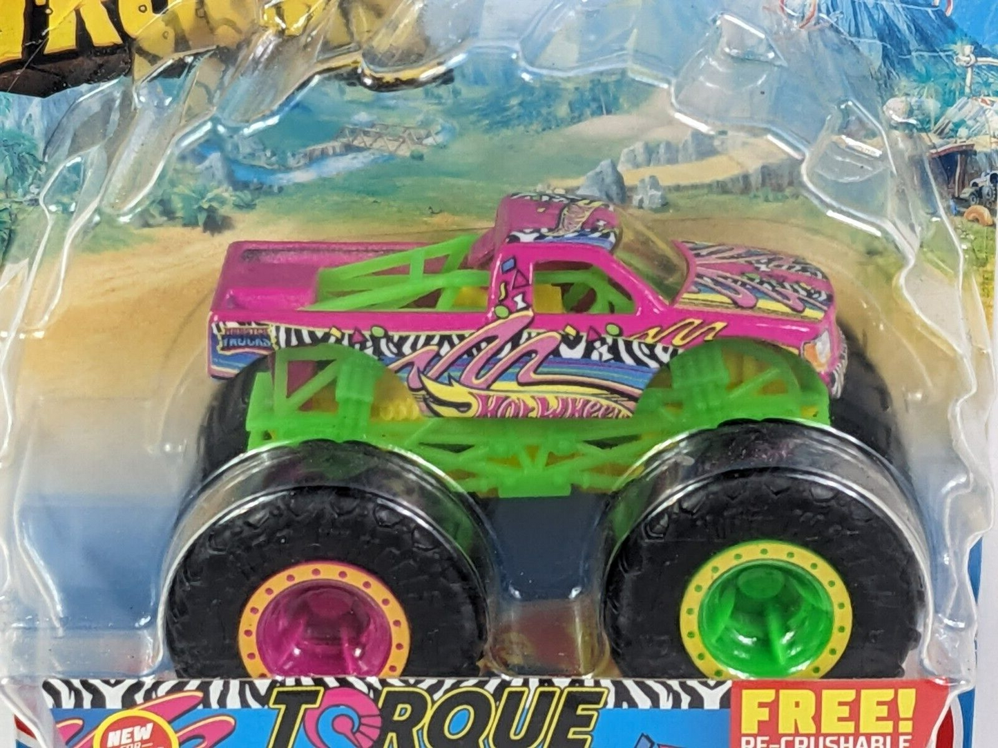 Hot Wheels Monster Trucks Torque Terror 5/75 Neon Shockers Die-Cast Metal Body