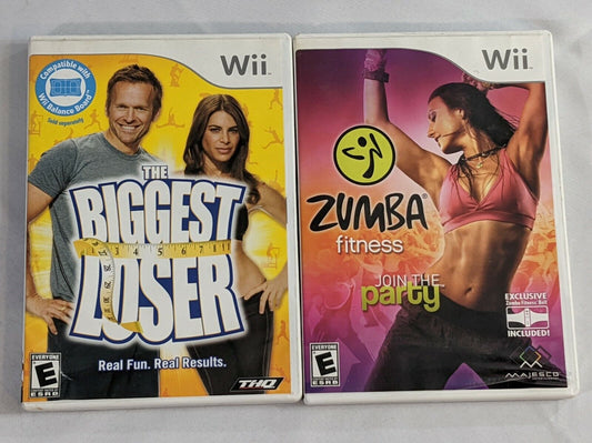 Lot of 2 Nintendo Wii Video Game Disc The Biggest Loser & Zumba Fitness w Manual