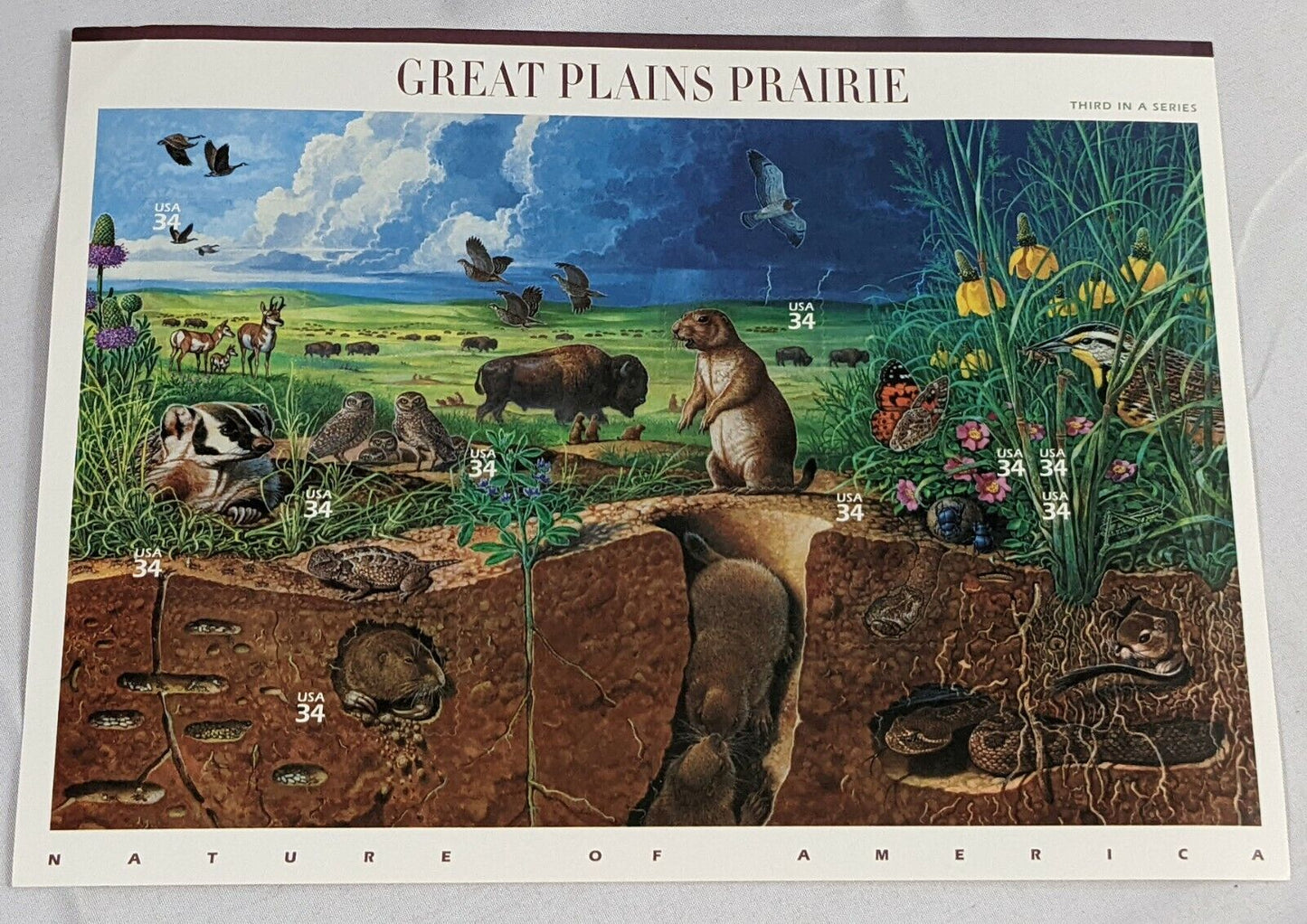 Great Plains Prairie Full Pane Postage Stamps Nature of America 34C USA