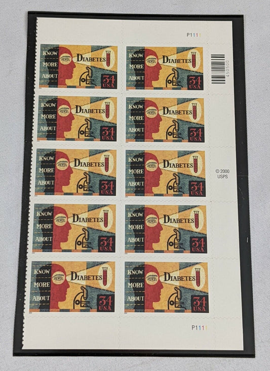 Know More About Diabetes Stamps Sheet of 10 34C USA