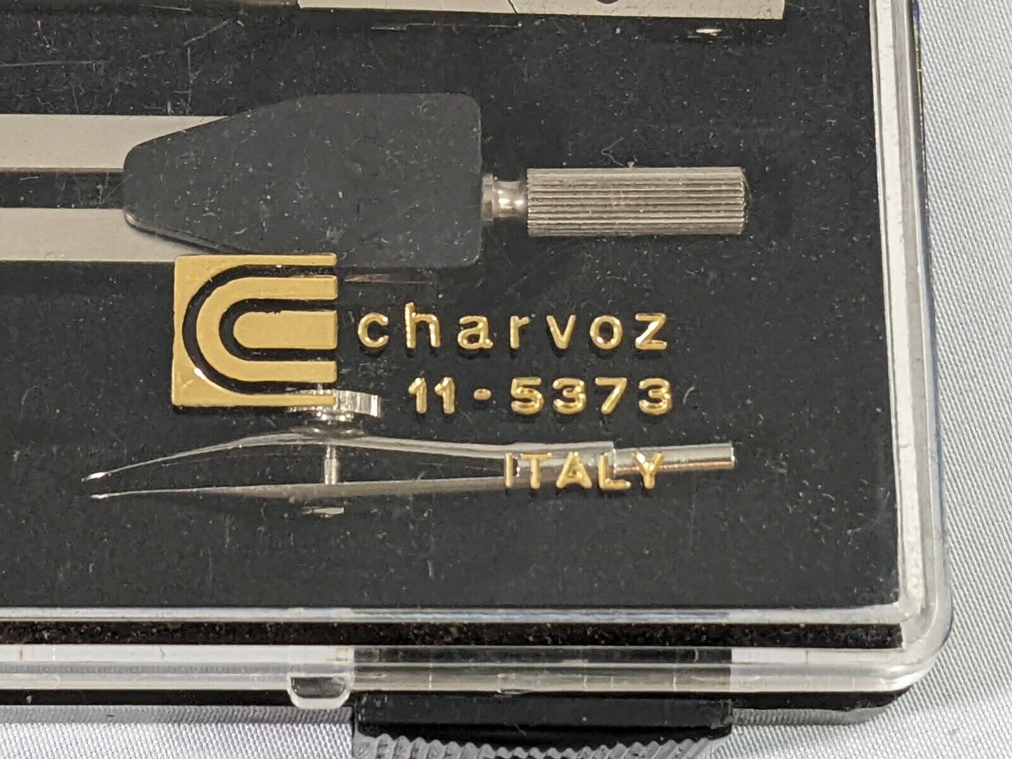 Charvoz Drafting Compass Set #11-5373 With Storage Plastic Case Made In Italy