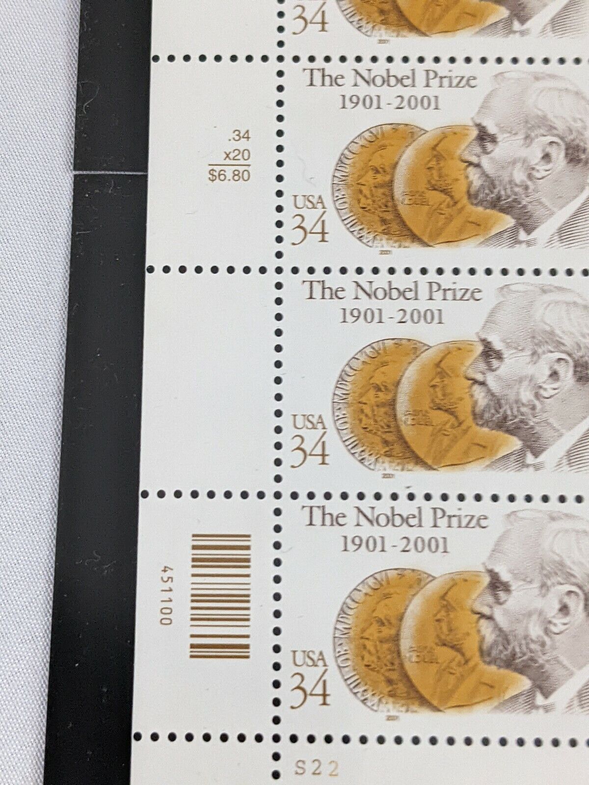 The Nobel Prize 1901-2001 Stamps Sheet of 20 34c USA