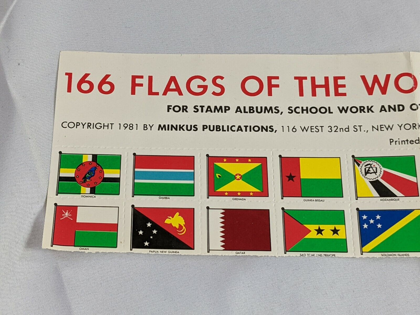 Flags Of The World for Stamp Albums School Work by Minkus Publication 27-Pieces