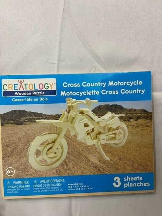 Creatology Wooden Puzzle Cross Country Motorcycle 3 Sheets