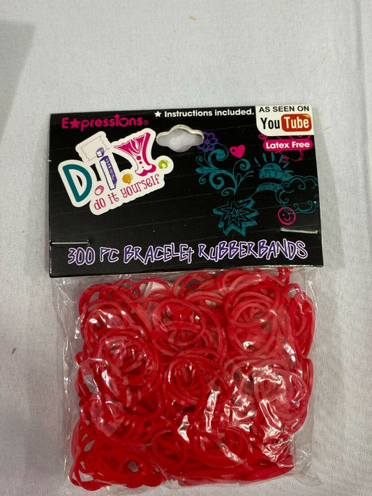 4 pack Expressions DIY 300-Pc Bracelet Rubber Bands Latex-Free Red Pink Yellow