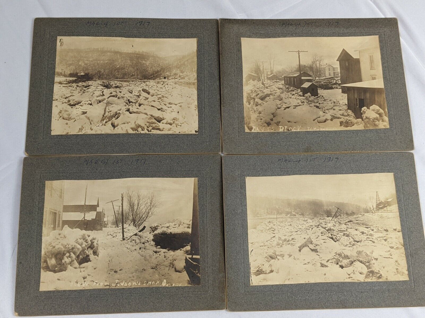 Lot of 4 Vintage March 1st 1917 Photograph Places Photos Framed