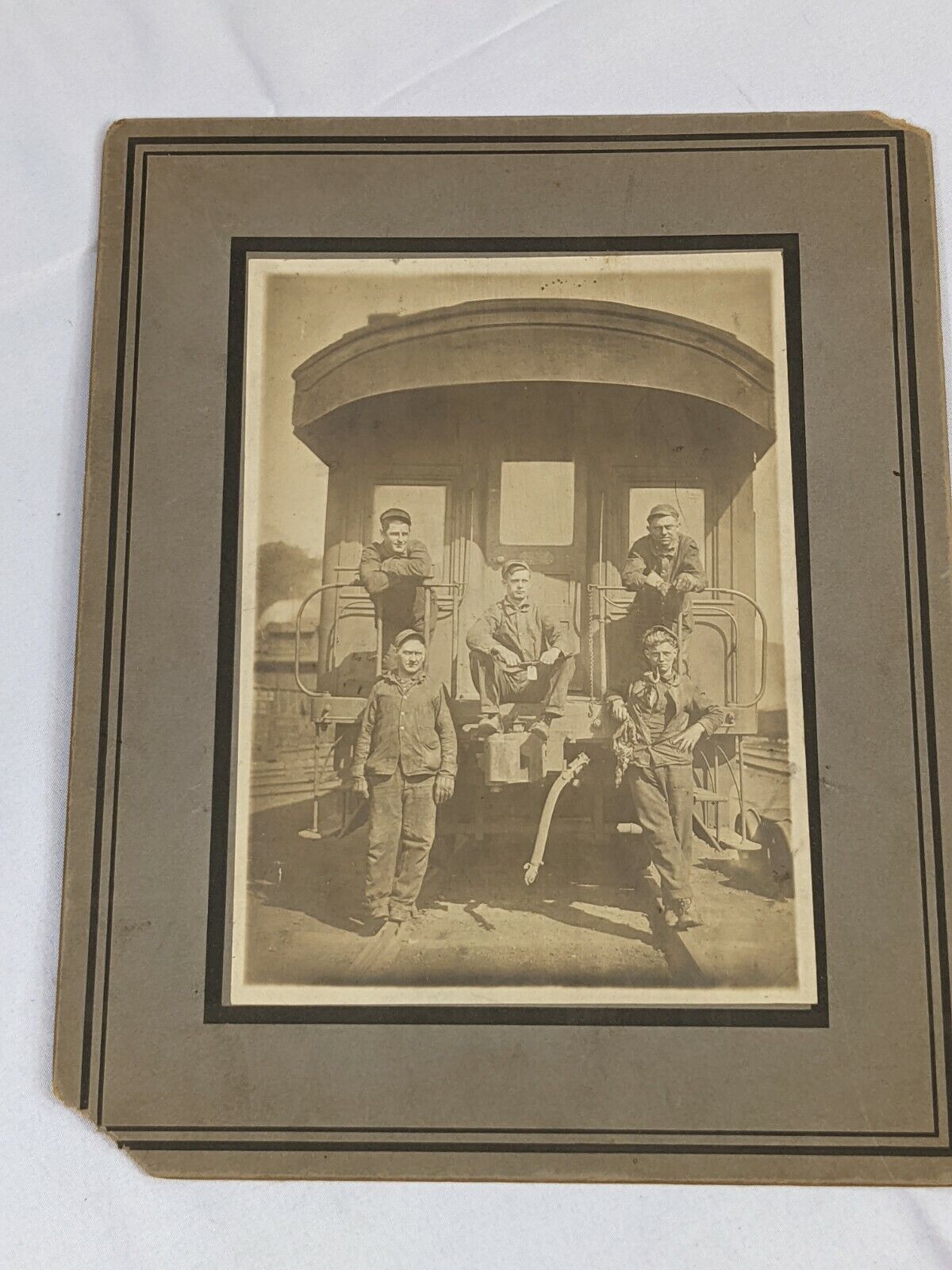 Vintage Photo of Boys Men on a Train Photograph