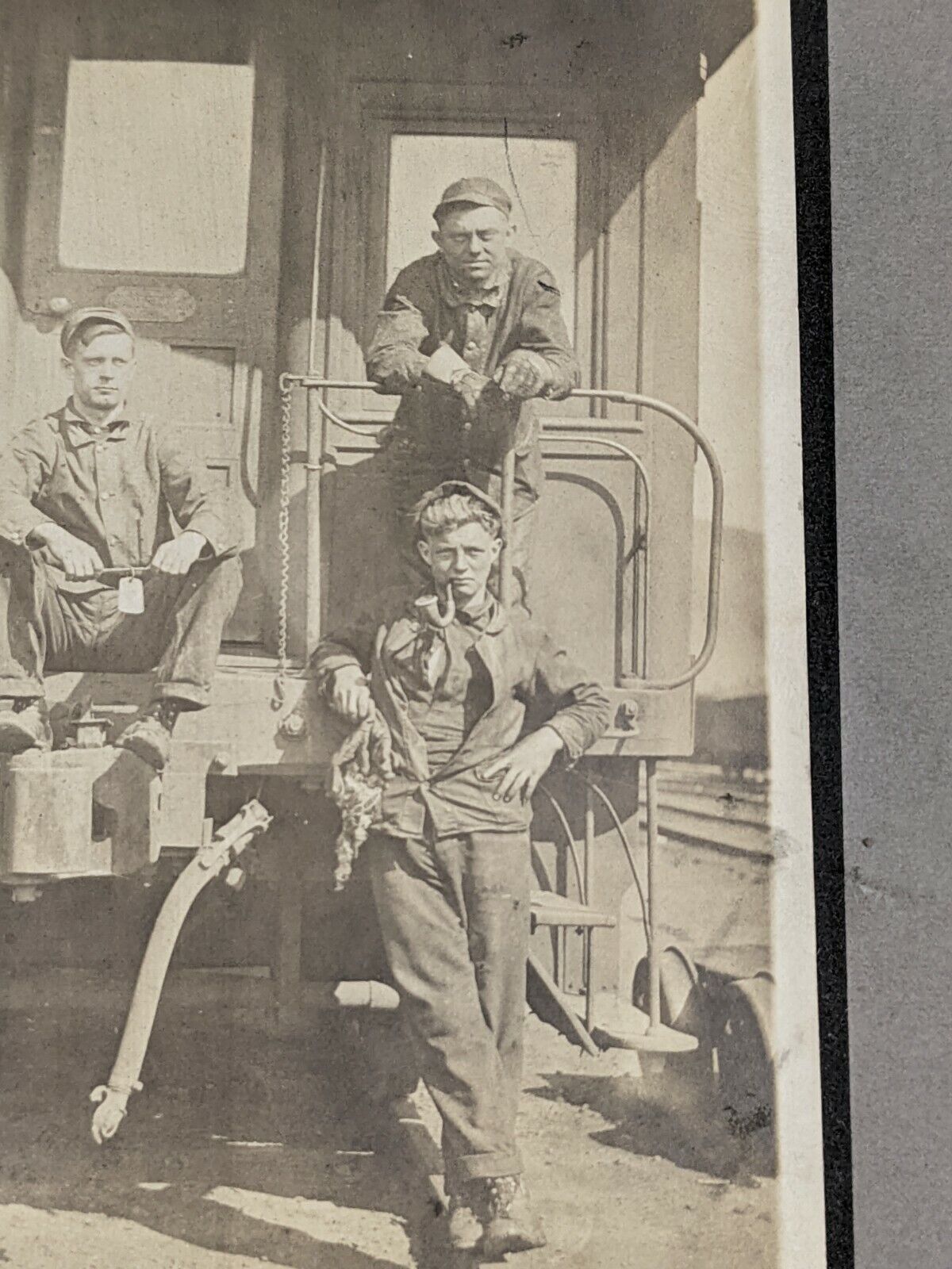 Vintage Photo of Boys Men on a Train Photograph