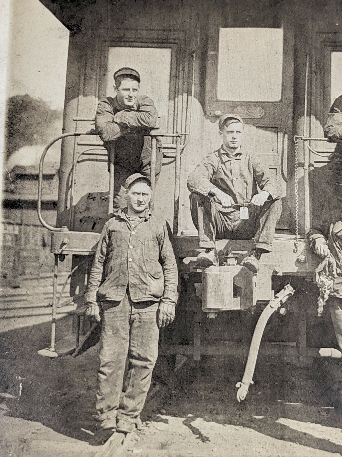 Vintage Photo of Boys Men on a Train Photograph