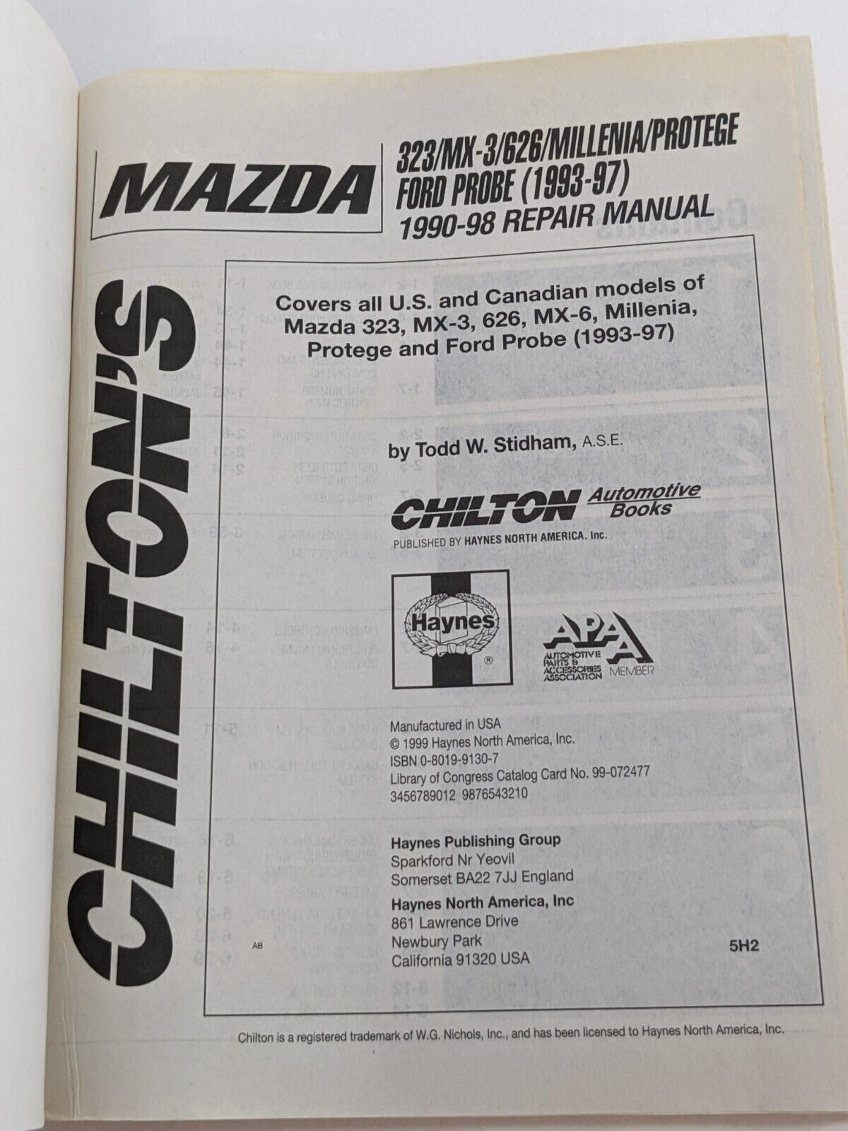 Mazda 323/MX-3/626/MX-6/Millenia/Protege 1990-98 Repair Manual by Chilton's