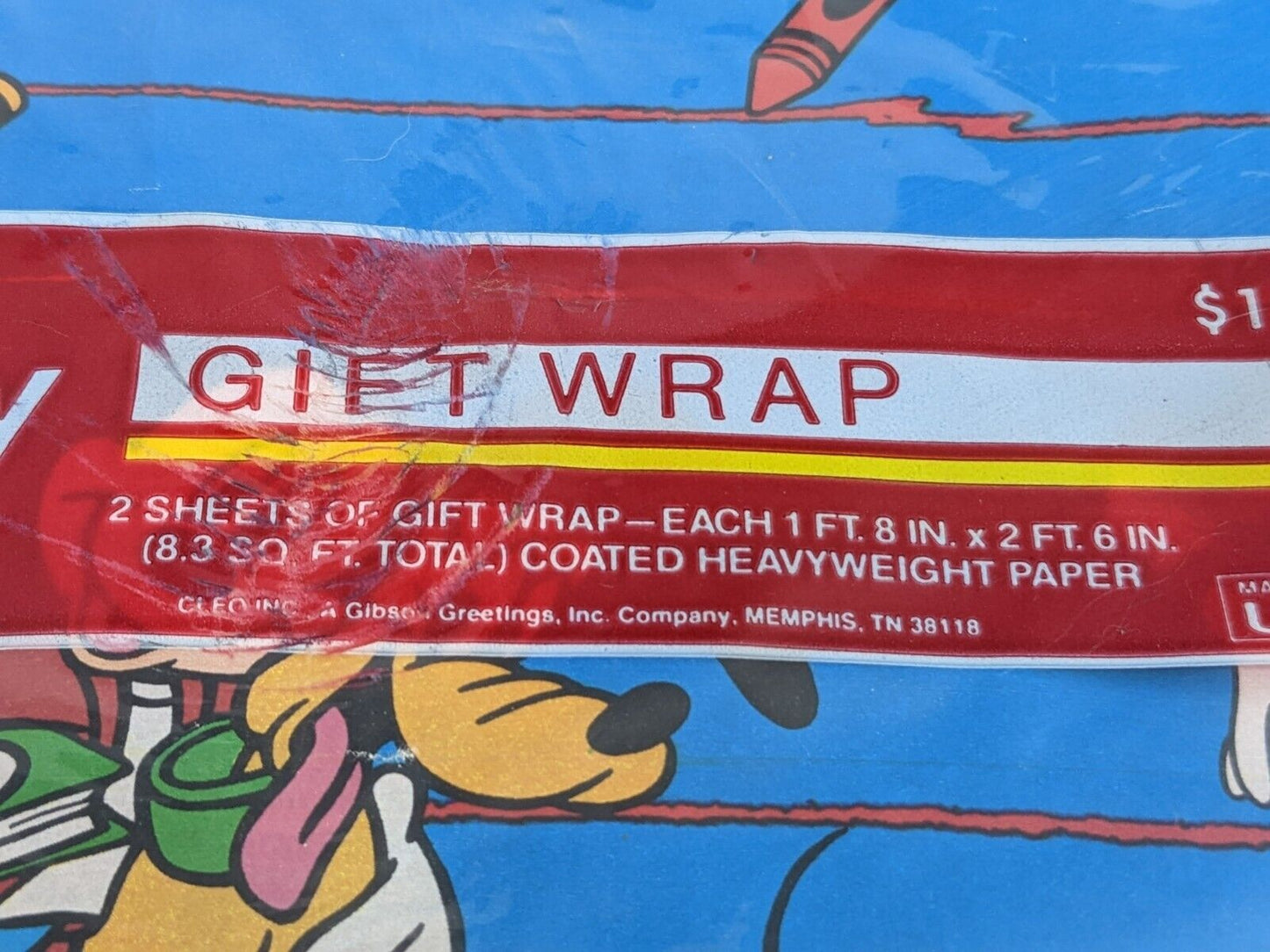 Cleo Disney Character Gift Wrap Mickey Mouse & Pluto Coated Heavyweight Paper