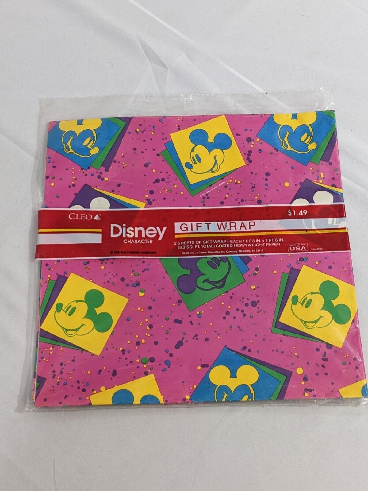 Cleo Disney Character Gift Wrap Mickey Mouse & Pluto Coated Heavyweight Paper