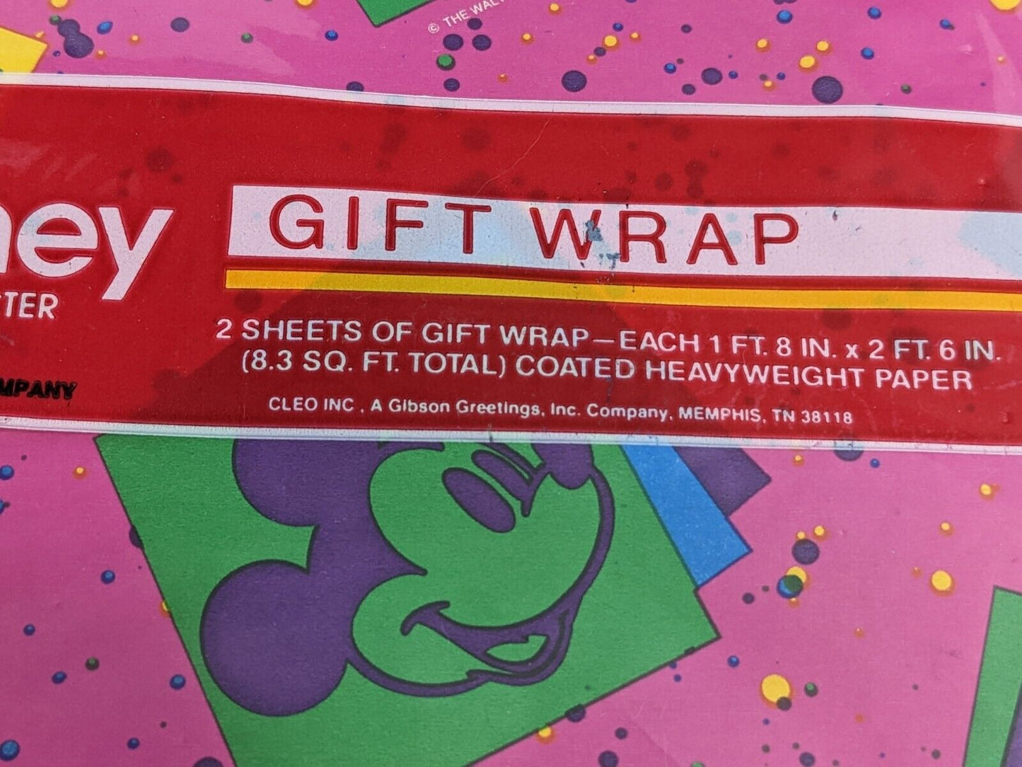 Cleo Disney Character Gift Wrap Mickey Mouse & Pluto Coated Heavyweight Paper