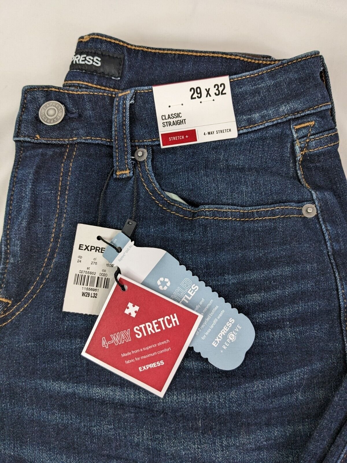 Express Classic Straight 4-Way Stretch Women's Denim Jeans Blue Size W29 L32